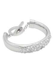 Karen Millen Silver Tone Encrusted Hoops & T-Bar Bangle Set - Image 2 of 4