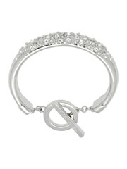 Karen Millen Silver Tone Encrusted Hoops & T-Bar Bangle Set - Image 4 of 4