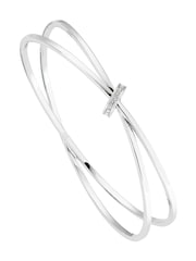 Karen Millen Silver Tone Oval Pavé Chain Bangle - Image 1 of 3