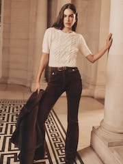 Neutro - Lipsy Short Sleeve Buttoned Cable Knit Top - Imagem 5 de 5