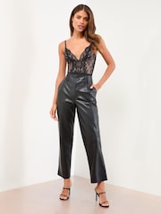Lipsy Black Low Plunge Sequin Bodysuit - Image 1 of 10