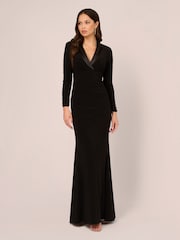 Adrianna Papell Tuxedo Long Black Dress - Image 1 of 7
