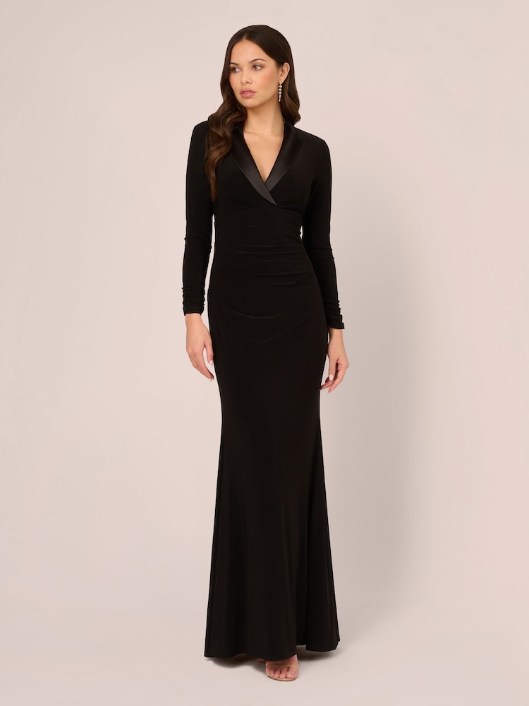 Adrianna Papell Tuxedo Long Black Dress - Image 1 of 7