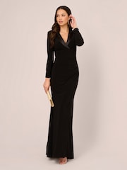 Adrianna Papell Tuxedo Long Black Dress - Image 3 of 7