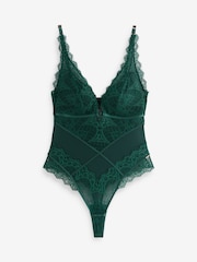 Lipsy Teal Lace Low Plunge Thong Bodysuit - Image 6 of 10