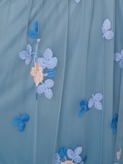 Adrianna Papell Blue Halter Embroider Maxi - Image 6 of 6