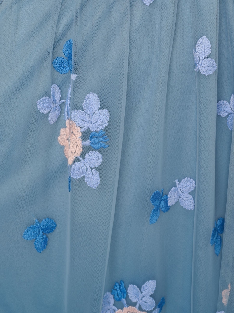 Adrianna Papell Blue Halter Embroider Maxi - Image 6 of 6