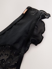 Lipsy Black Ruffle Sequin Lace Thong - Image 7 of 8