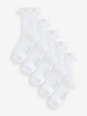Blanco - Clarks Girls Frill School Socks 5 Pack - Imagen 1 de 8