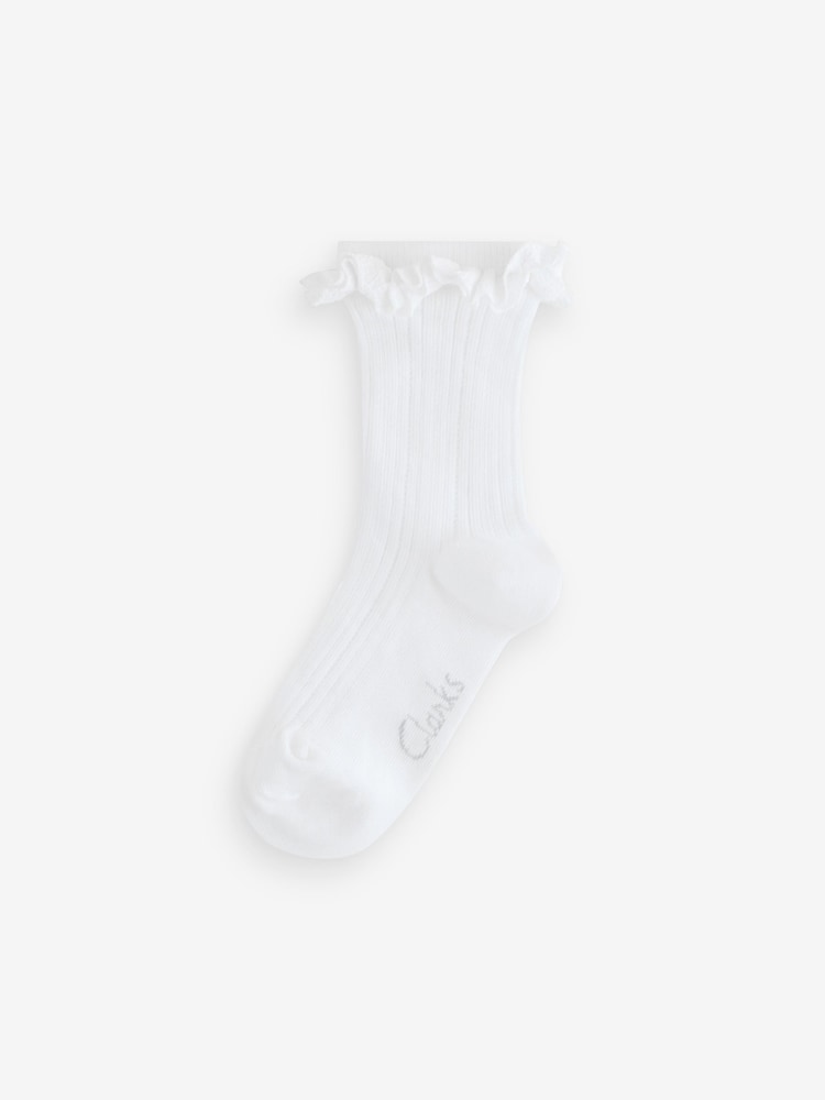 Blanco - Clarks Girls Frill School Socks 5 Pack - Imagen 2 de 8