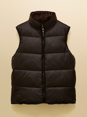 Joules Reversible Faux Fur Black & Brown Padded Gilet - Image 11 of 11
