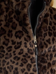 Joules Reversible Faux Fur Black & Brown Padded Gilet - Image 9 of 11