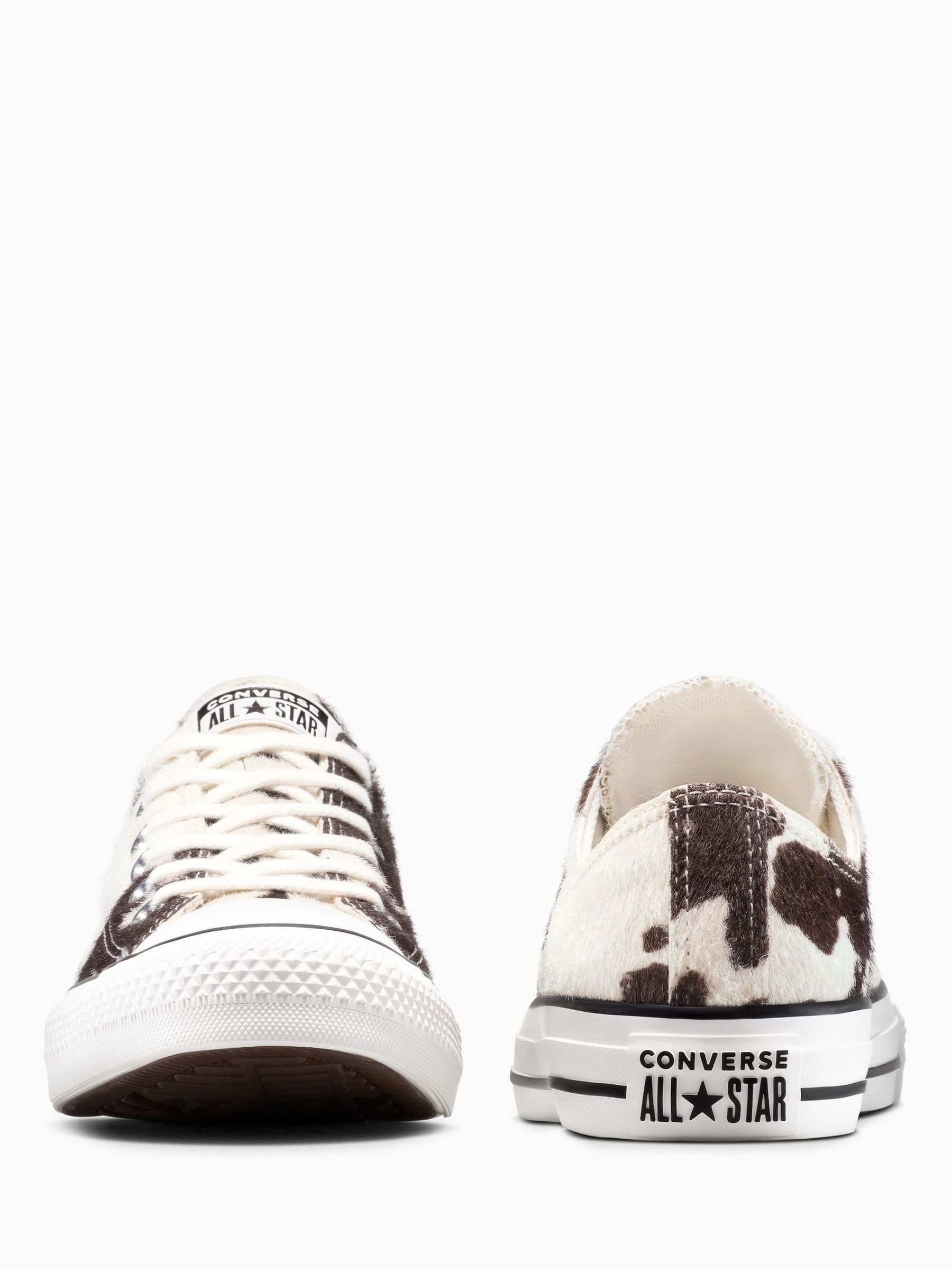 Buy Converse Brown/White Pony Cow Print All Over Low Trainers from