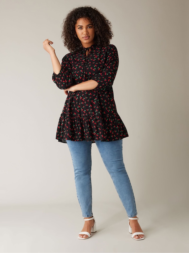 Evans Tie-Neck Frilled Hem Tunic - Image 2 of 5