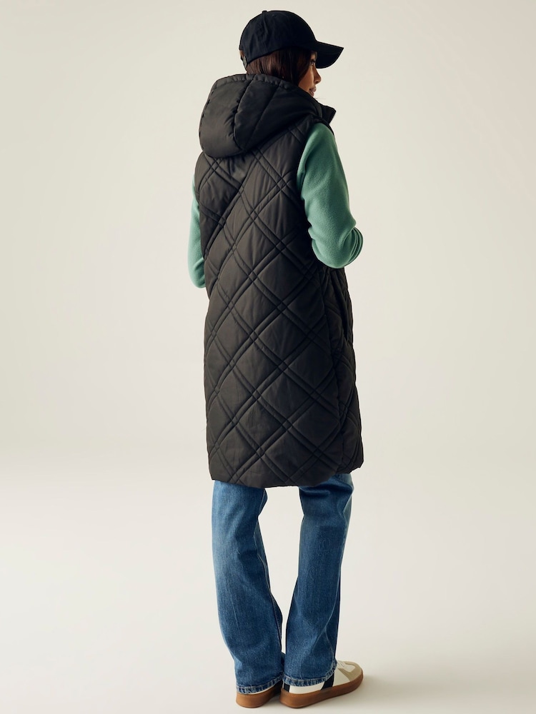 Regatta Black Rurietta Long Water Repellent Insulated Bodywarmer Coat - Image 2 of 9 Regatta Black Rurietta Long Water Repellent Insulated Bodywarmer Coat - Image 2 of 9