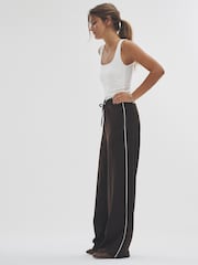 The Set Chocolate Brown/Black 2 Pack Wide Leg Track Joggers - Image 1 of 10