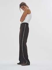 The Set Chocolate Brown/Black 2 Pack Wide Leg Track Joggers - Image 5 of 10
