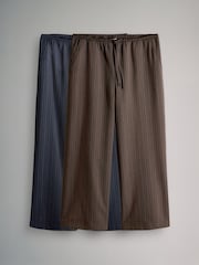 Dark Navy/Chocolate Brown - The Set 2 Pack Pinstripe Wide Leg Pull On Trousers - Slika 5 iz 9