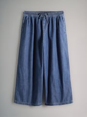 The Set Mid Blue/Ecru Stripe 2 Pack Pull On Wide Leg Fluid Jeans - Image 2 of 5