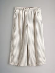 The Set Mid Blue/Ecru Stripe 2 Pack Pull On Wide Leg Fluid Jeans - Image 3 of 5
