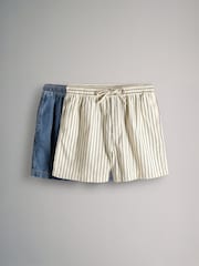 The Set Mid Blue/Ecru Stripe 2 Pack Pull On Denim Shorts - Image 1 of 7