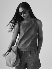 The Set Mid Blue/Ecru Stripe 2 Pack Pull On Denim Shorts - Image 2 of 7