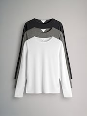 The Set Black/Grey/White 3 Pack Sheer Long Sleeve T-Shirts - Image 2 of 12