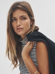 The Set Black/Grey Marl/Stripe 3 Pack Roll Neck Ribbed Vests - Image 7 of 13