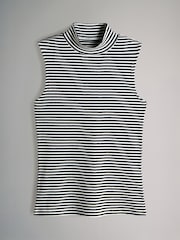The Set Black/Grey Marl/Stripe 3 Pack Roll Neck Ribbed Vests - Image 9 of 13