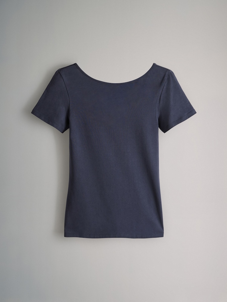 Azul-marinho/Marrom chocolate/Marrom/Azul claro/cream - O conjunto 5 Pack de camisetas de manga curta ajustadas com decote redondo - Imagem 2 de 8