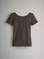 Azul-marinho/Marrom chocolate/Marrom/Azul claro/cream - O conjunto 5 Pack de camisetas de manga curta ajustadas com decote redondo - Imagem 3 de 8