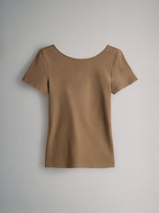 Azul-marinho/Marrom chocolate/Marrom/Azul claro/cream - O conjunto 5 Pack de camisetas de manga curta ajustadas com decote redondo - Imagem 6 de 8