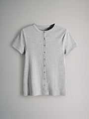 The Set 3 Pack Button Through Short Sleeve Ribbed T-Shirts - Imagem 3 de 6
