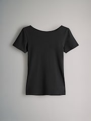 The Set Cream/Taupe Brown/Light Green/Khaki/Black 5 Pack Scoop Back Fittted Short Sleeve T-Shirts - Image 3 of 8