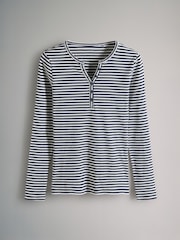 The Set Navy/Blue/Stripe/White 4 Pack Ribbed Henley Long Sleeve T-Shirts - Image 2 of 7