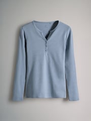 The Set Navy/Blue/Stripe/White 4 Pack Ribbed Henley Long Sleeve T-Shirts - Image 4 of 7