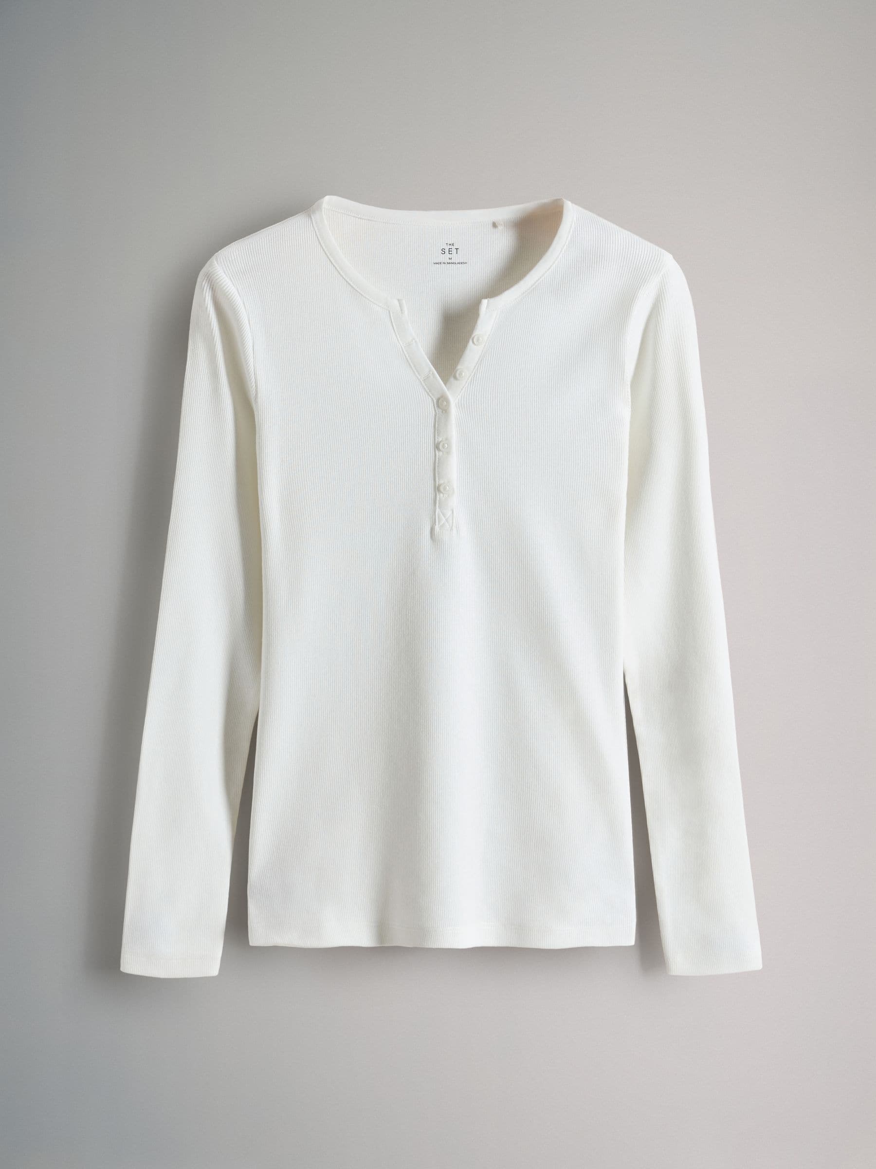 Buy The Set 4 Pack Ribbed Henley Long Sleeve T-Shirts Navy/Blue