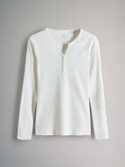 The Set Navy/Blue/Stripe/White 4 Pack Ribbed Henley Long Sleeve T-Shirts - Image 5 of 7