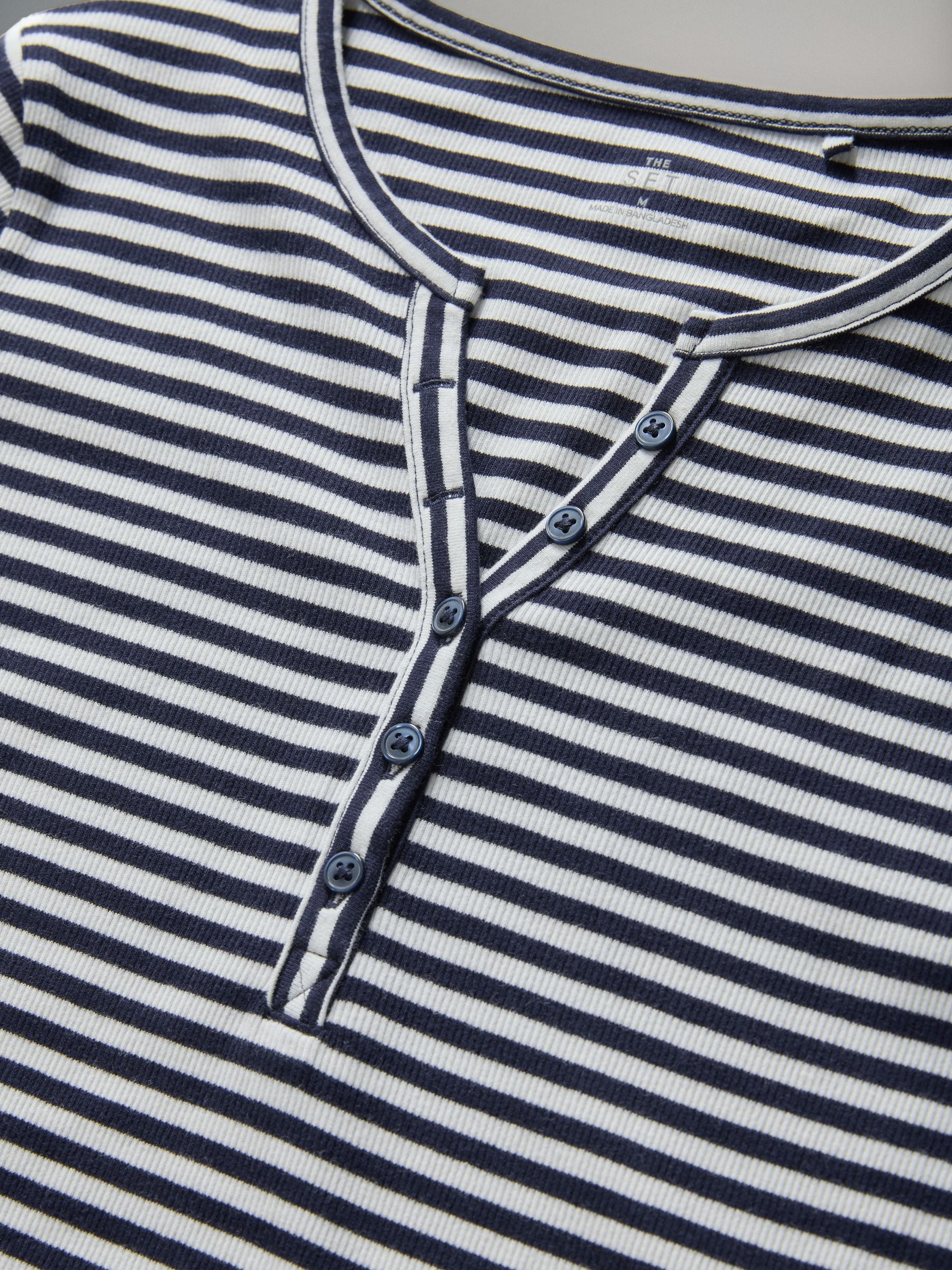 Buy The Set 4 Pack Ribbed Henley Long Sleeve T-Shirts Navy/Blue