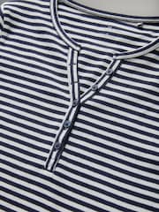 The Set Navy/Blue/Stripe/White 4 Pack Ribbed Henley Long Sleeve T-Shirts - Image 6 of 7