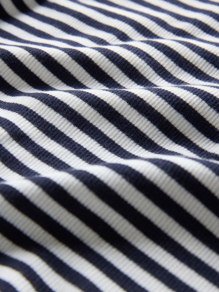 The Set Navy/Blue/Stripe/White 4 Pack Ribbed Henley Long Sleeve T-Shirts - Image 7 of 7