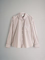 The Set White/Brown Stripe 2 Pack Cotton Poplin Button Through Shirts - Image 7 of 10