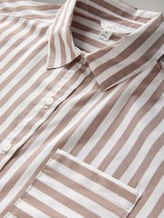 The Set White/Brown Stripe 2 Pack Cotton Poplin Button Through Shirts - Image 9 of 10