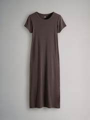 The Set Black/Chocolate/Charcoal 3 Pack Short Sleeve Ribbed Midi Dresses - Image 2 of 6