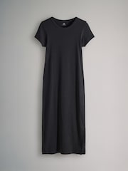 The Set Black/Chocolate/Charcoal 3 Pack Short Sleeve Ribbed Midi Dresses - Image 4 of 6