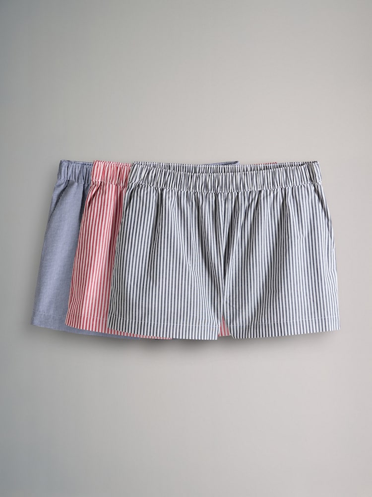 The Set Gingham/Navy Stripe/Red Stripe 3 Pack Boxers Style Short - Image 1 of 5