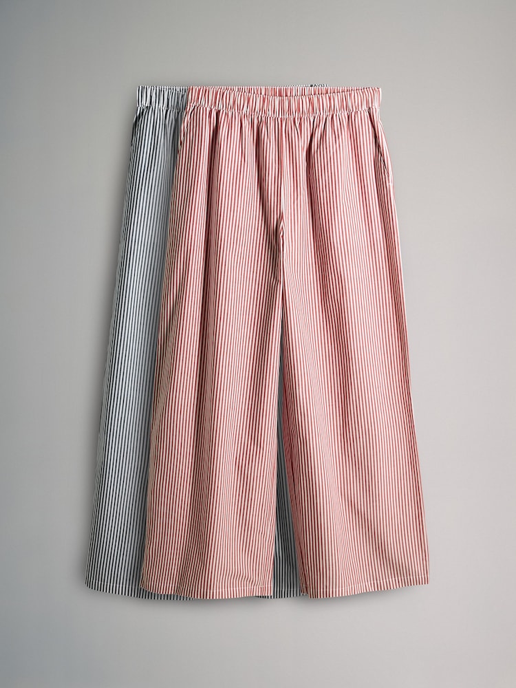 The Set Navy Stripe/Red Stripe 2 Pack Pull On Cotton Trousers - Image 1 of 5