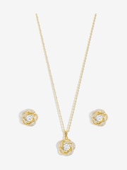 Inicio Gold Tone Cubic Zirconia Knot Set Gift Boxed - Image 1 of 4