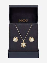 Inicio Gold Tone Cubic Zirconia Knot Set Gift Boxed - Image 2 of 4