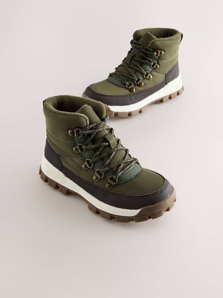 Khaki Green Nylon Waterproof Lace-Up Walking Boots - Image 1 of 5 Khaki Green Nylon Waterproof Lace-Up Walking Boots - Image 1 of 5